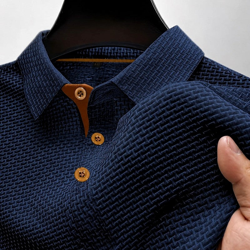 Daniel - Men's Basketweave Textured Collared Polo Shirt 3