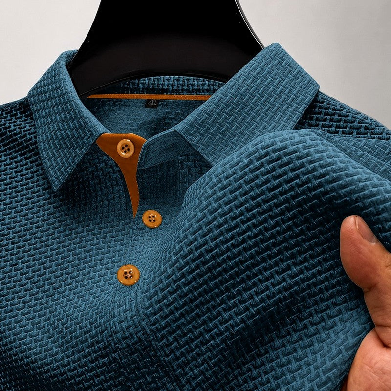 Daniel - Men's Basketweave Textured Collared Polo Shirt 4