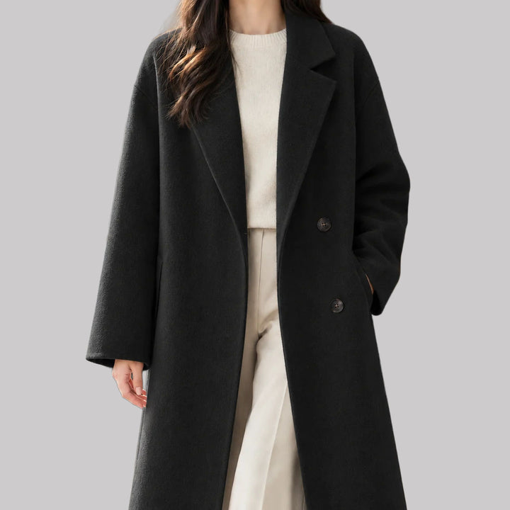 Daniela - Women's Double-Breasted Wool-Blend Coat