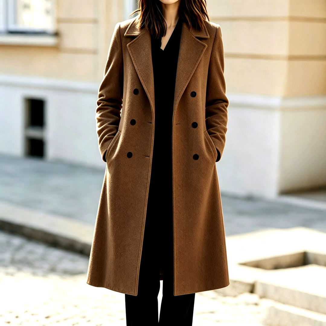 Daphne - Women’s Double-Breasted Wool Long Coat 1