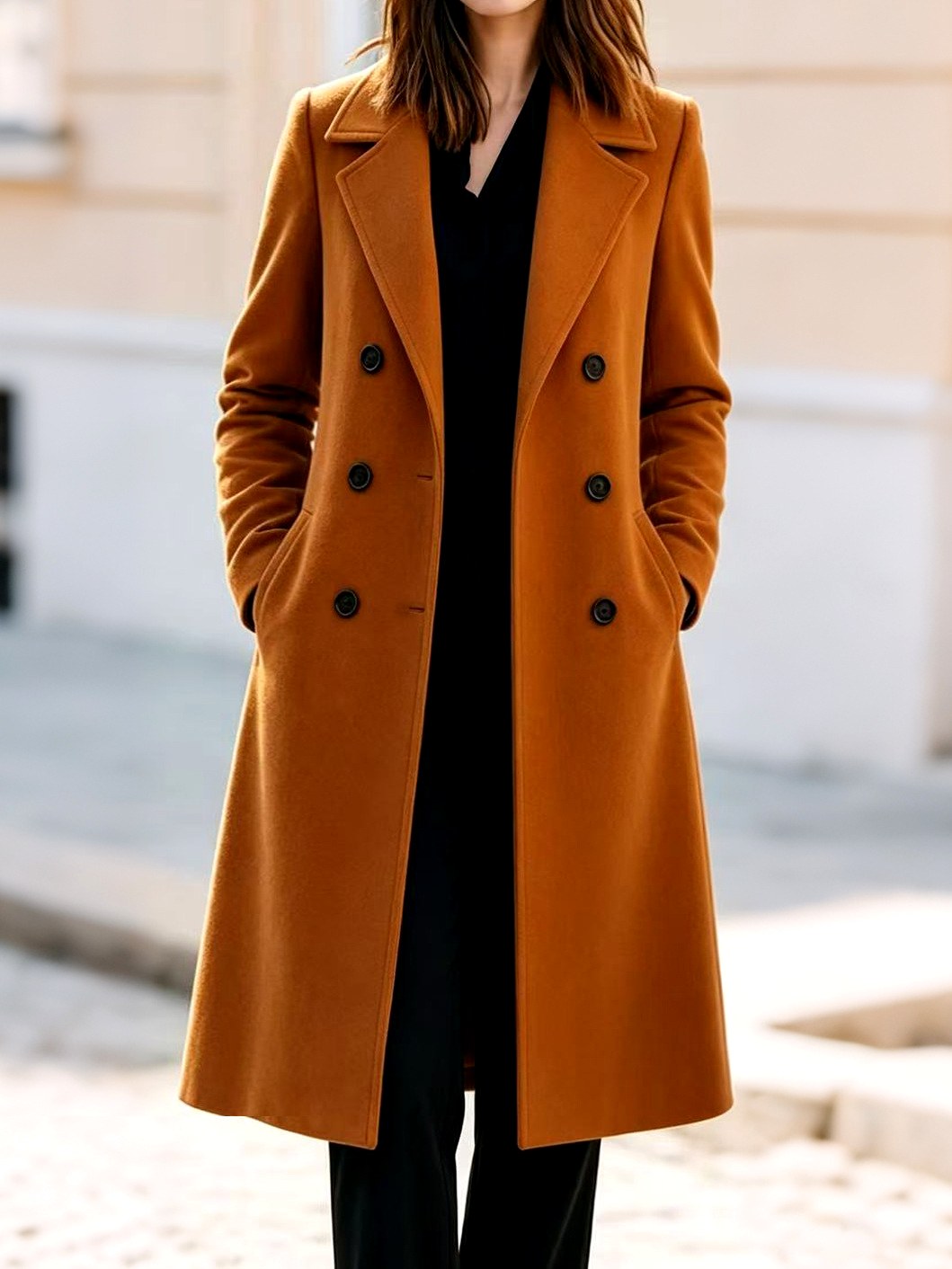 Daphne - Women’s Double-Breasted Wool Long Coat 4