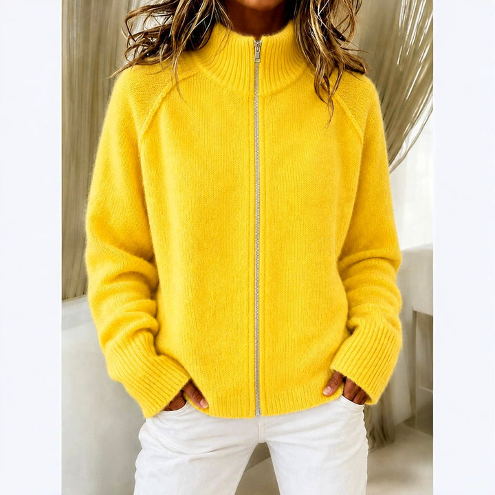 Daphne - Women's Zip-Up High Collar Knit Cardigan 5