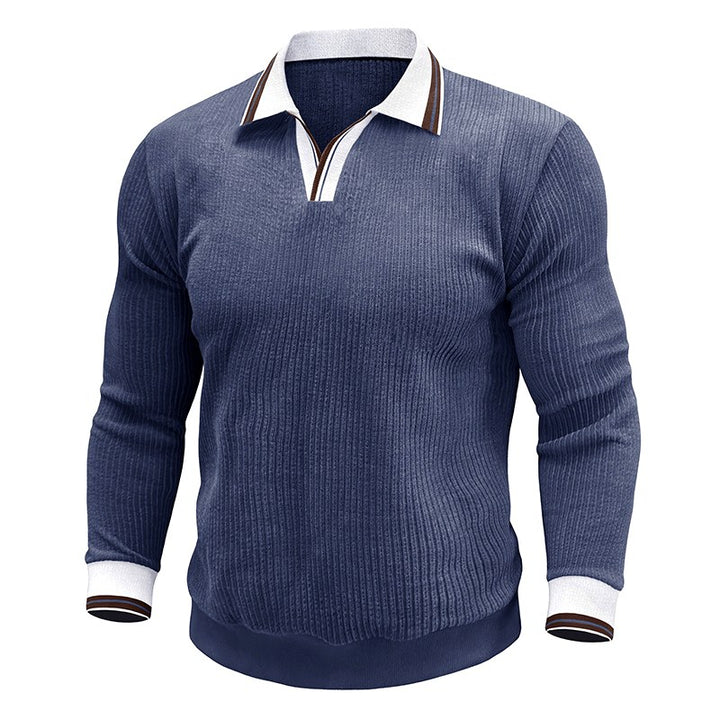 Darwin - Men's Ribbed Knit Polo Sweater 1