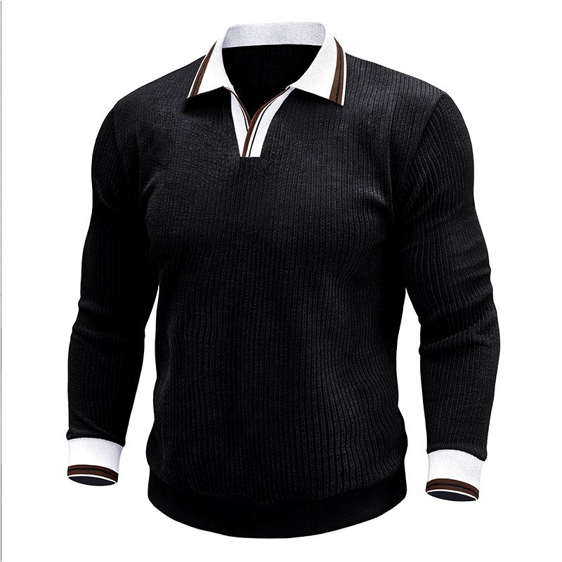 Darwin - Men's Ribbed Knit Polo Sweater 3