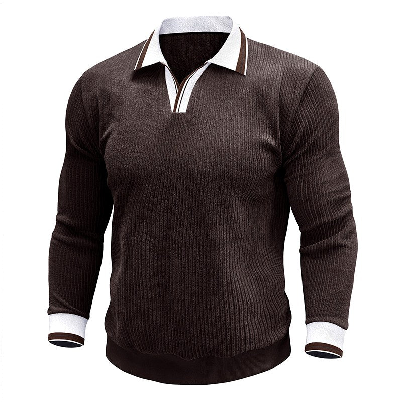 Darwin - Men's Ribbed Knit Polo Sweater 4