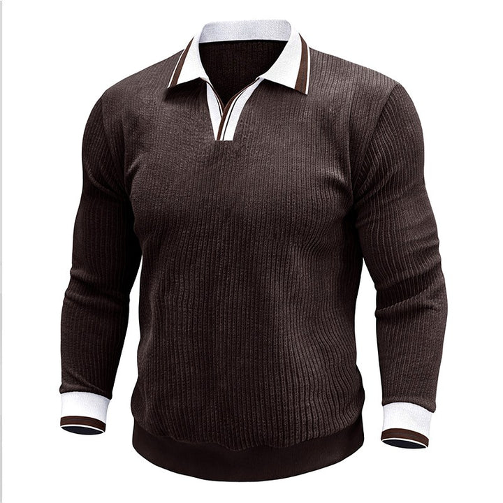 Darwin - Men's Ribbed Knit Polo Sweater 4