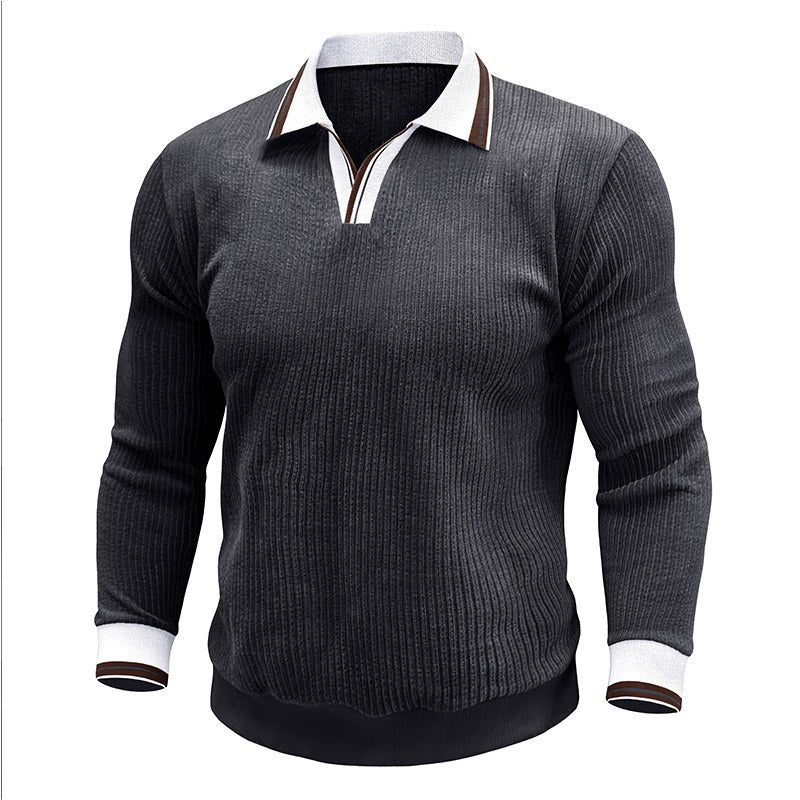 Darwin - Men's Ribbed Knit Polo Sweater 5