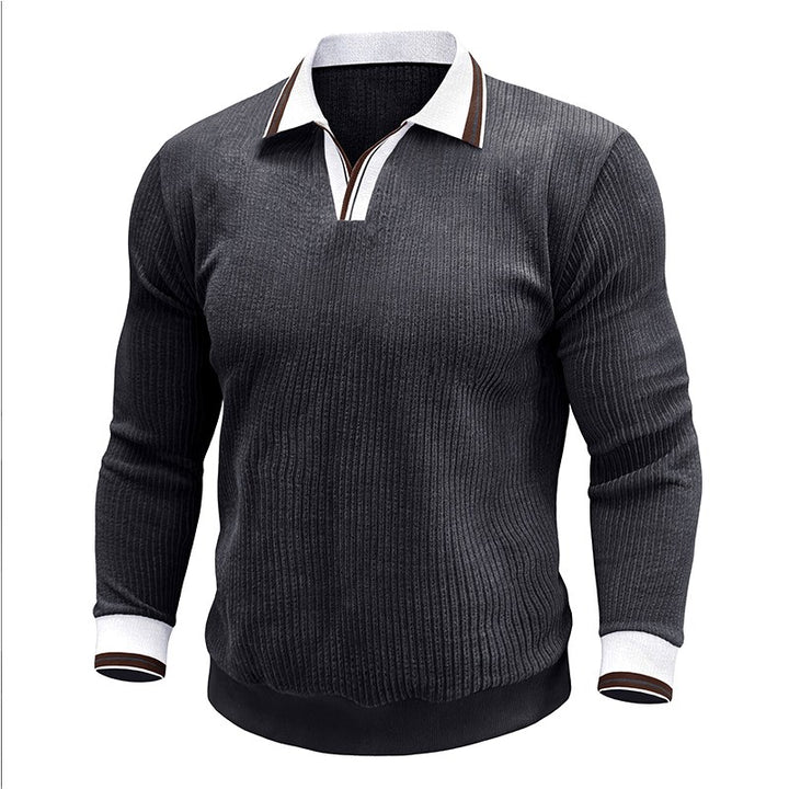 Darwin - Men's Ribbed Knit Polo Sweater 5