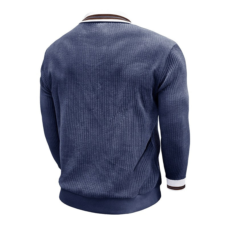 Darwin - Men's Ribbed Knit Polo Sweater 6