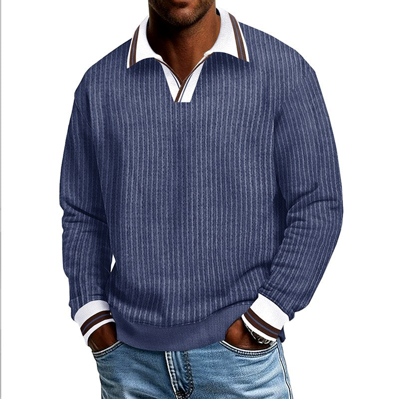 Darwin - Men's Ribbed Knit Polo Sweater 7