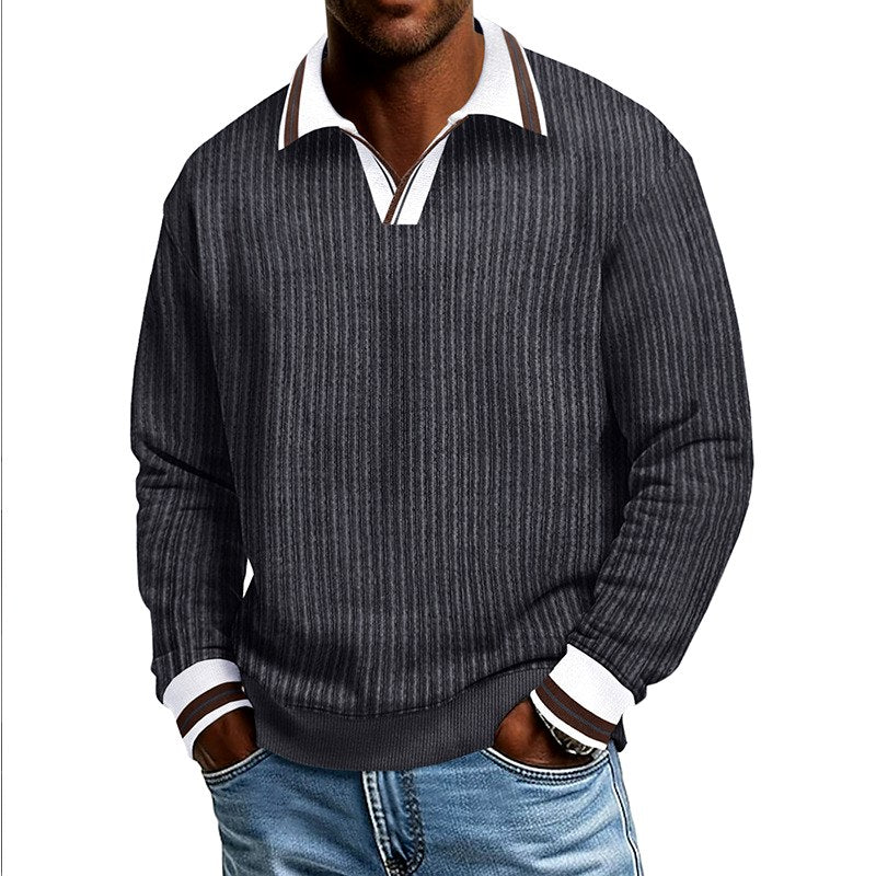 Darwin - Men's Ribbed Knit Polo Sweater 8