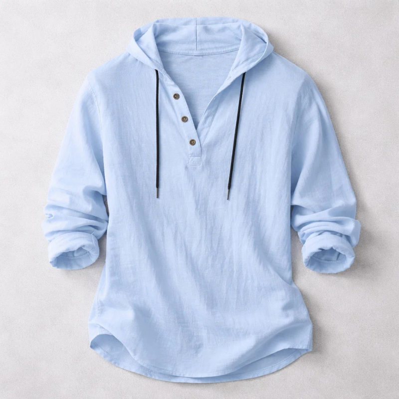 Dashiell - Men's Linen-Blend Hoodie Henley