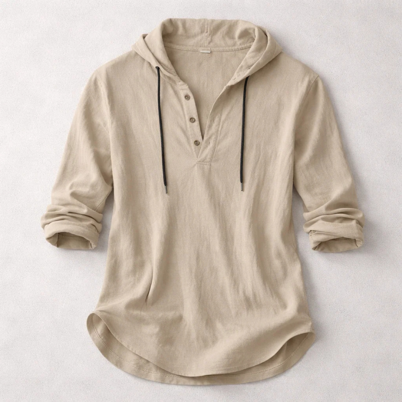 Dashiell - Men's Linen-Blend Hoodie Henley