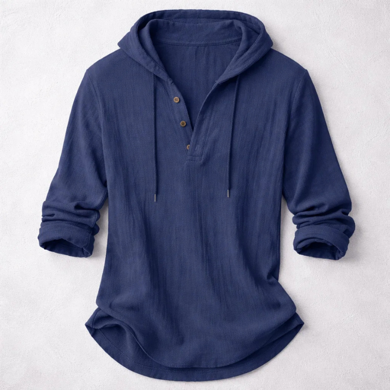 Dashiell - Men's Linen-Blend Hoodie Henley