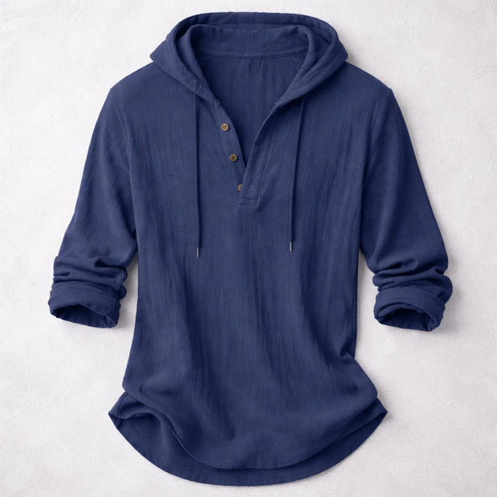 Dashiell - Men's Linen-Blend Hoodie Henley