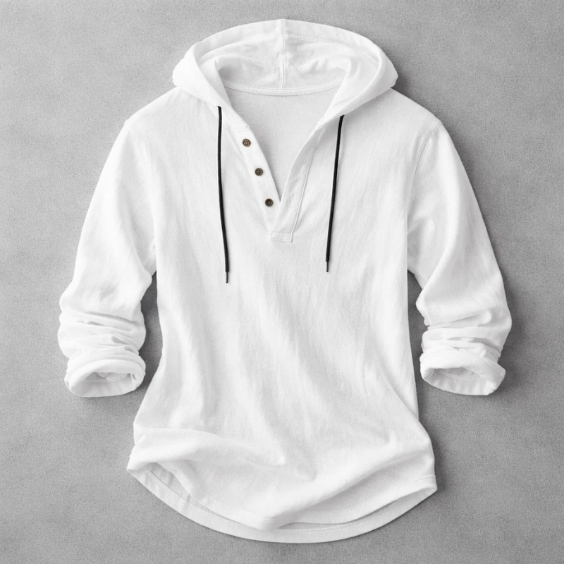 Dashiell - Men's Linen-Blend Hoodie Henley