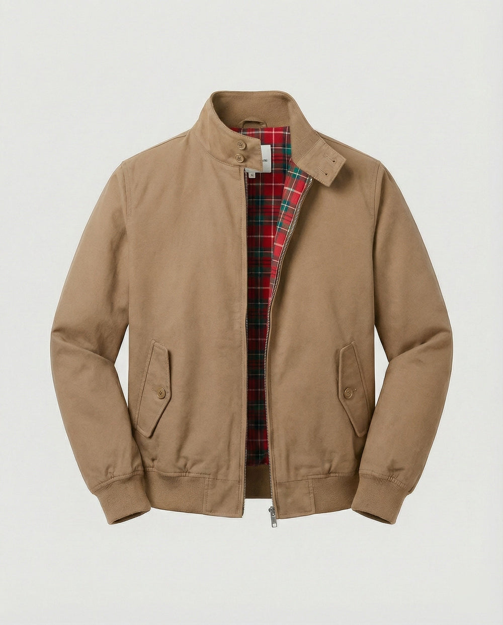 Dave - Men's Harrington Jacket with Tartan-Lined Collar