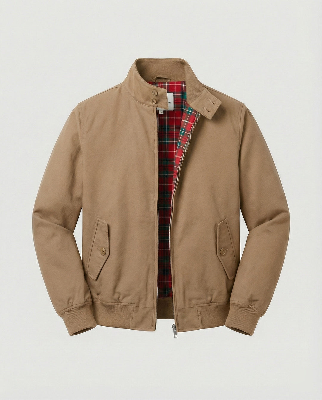Dave - Men's Harrington Jacket with Tartan-Lined Collar