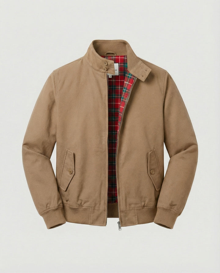 Dave - Men's Harrington Jacket with Tartan-Lined Collar