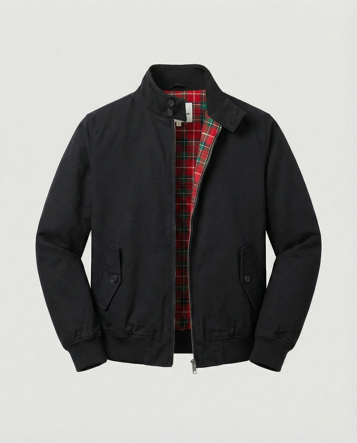 Dave - Men's Harrington Jacket with Tartan-Lined Collar