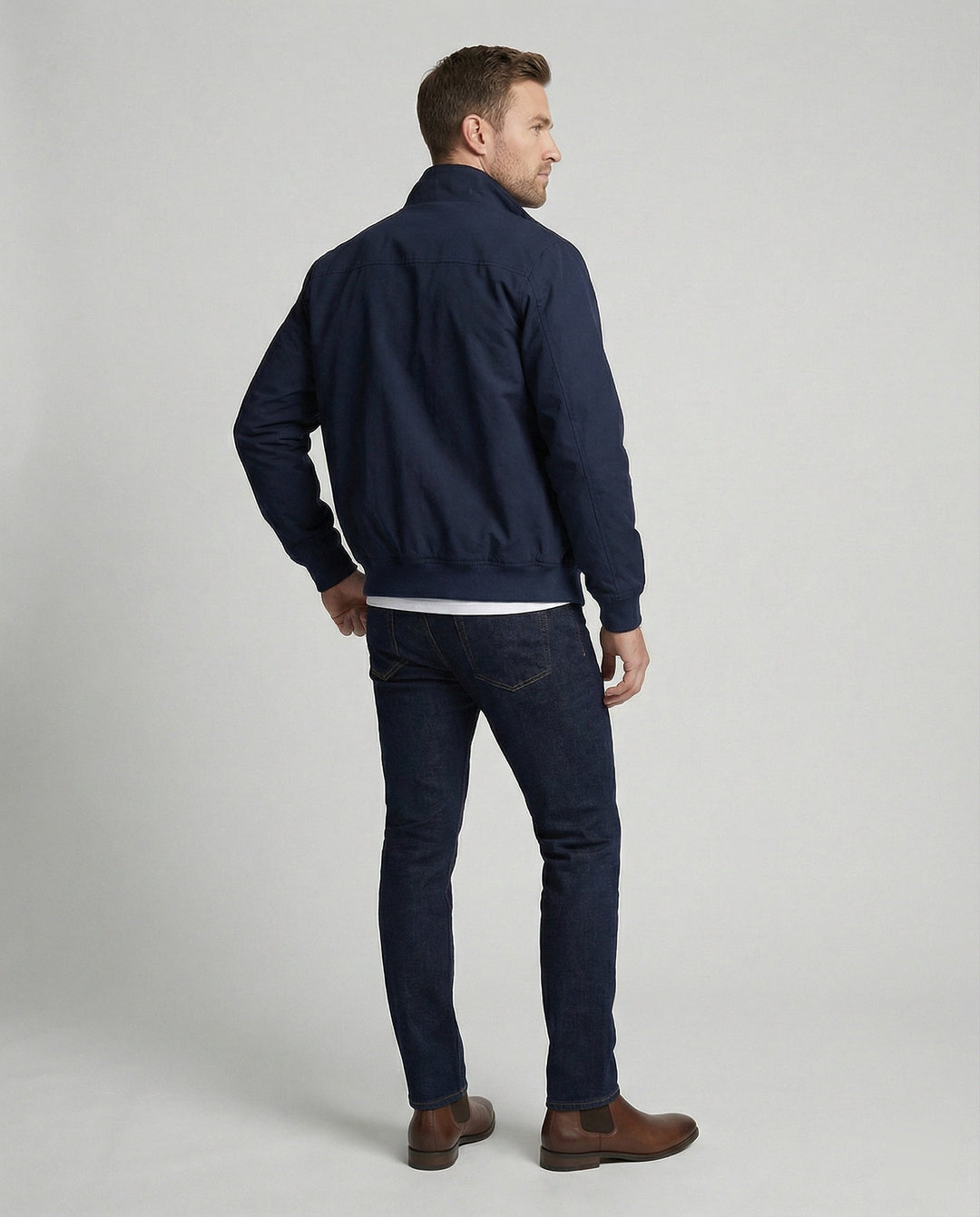 Dave - Men's Harrington Jacket with Tartan-Lined Collar