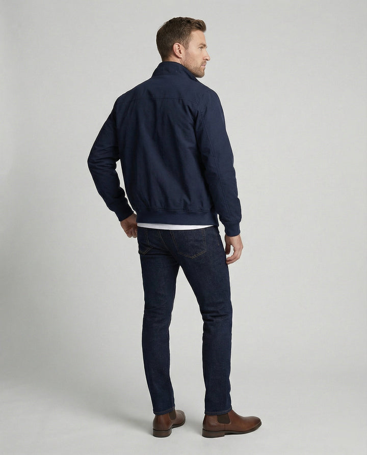 Dave - Men's Harrington Jacket with Tartan-Lined Collar