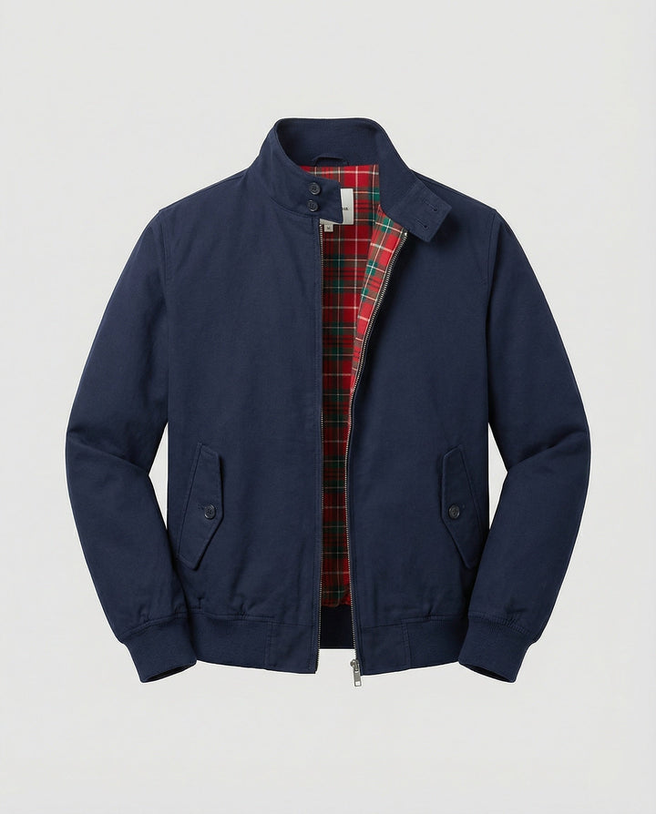 Dave - Men's Harrington Jacket with Tartan-Lined Collar