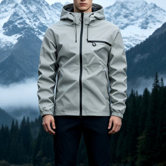 Dave - Men's Zip-Up Rain Jacket with Adjustable Hood 3