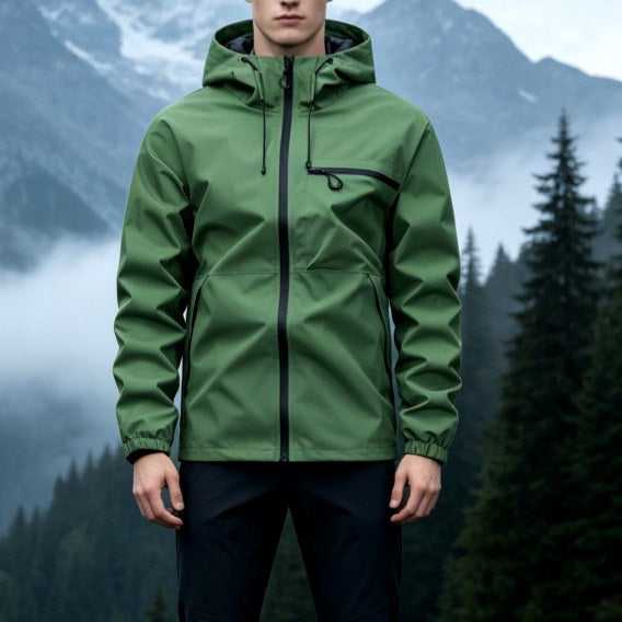 Dave - Men's Zip-Up Rain Jacket with Adjustable Hood 4