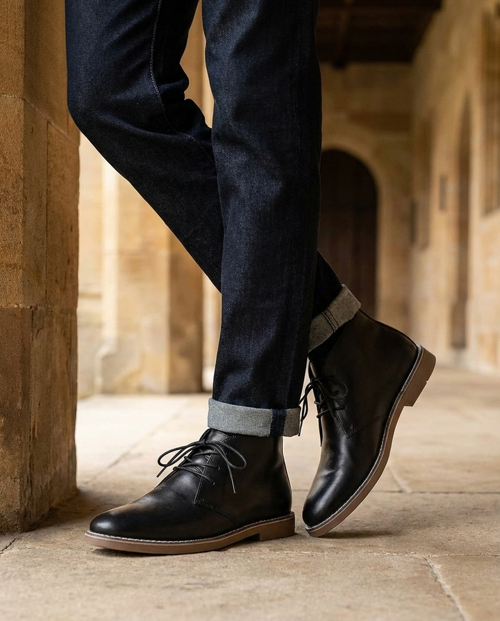 David - Men's Lace-Up Desert Boots with Crepe Sole