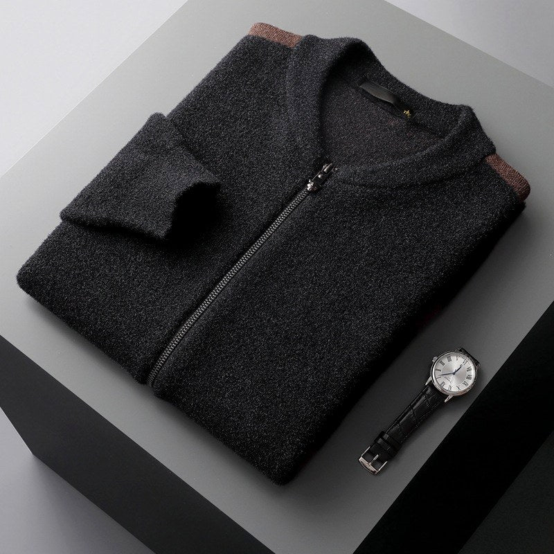 Dean - Men’s Wool Geometric Zip-Up Cardigan 2