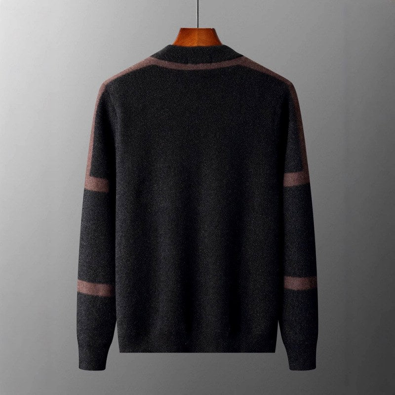 Dean - Men’s Wool Geometric Zip-Up Cardigan 7