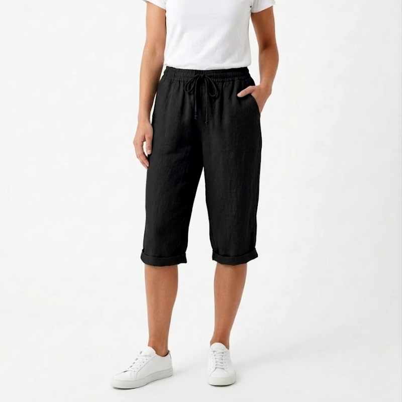 Deanna - Women's Cotton Relaxed Summer Knee Length Shorts