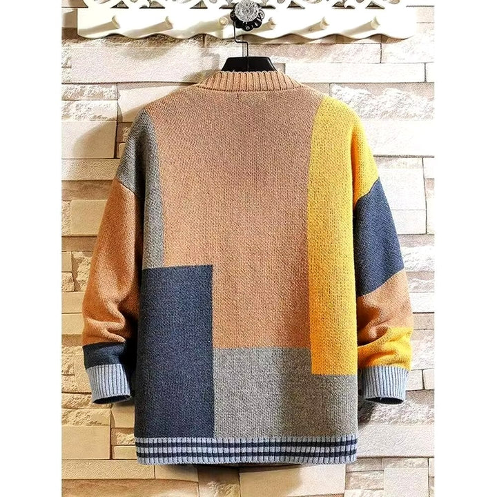 Degan - Men's Colorblock V-Neck Button-Front Knit Cardigan 3