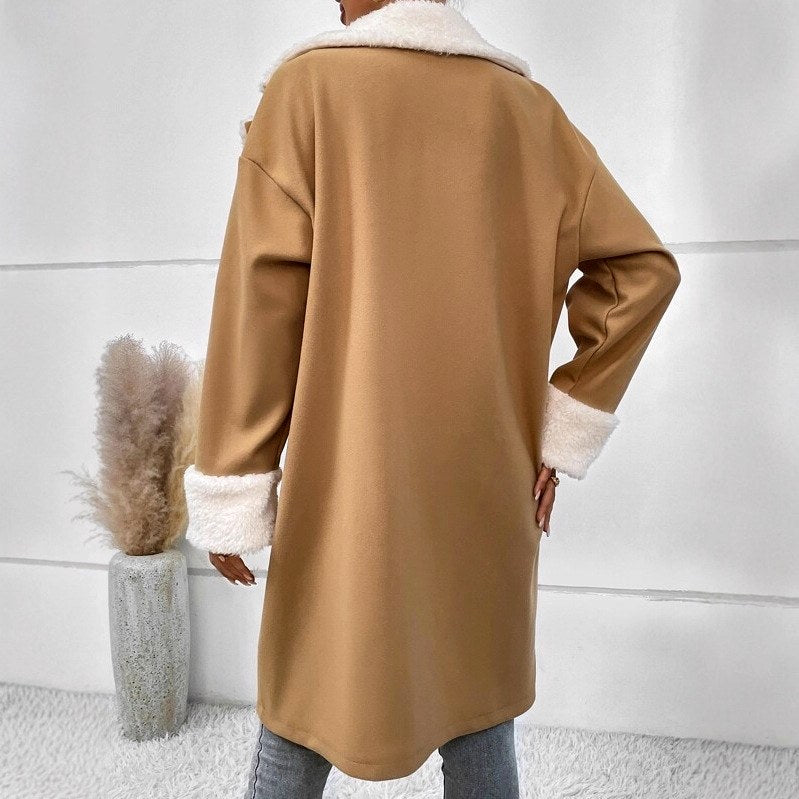 Delaney - Women’s Fleece Trim Longline Coat with Cuffs 7