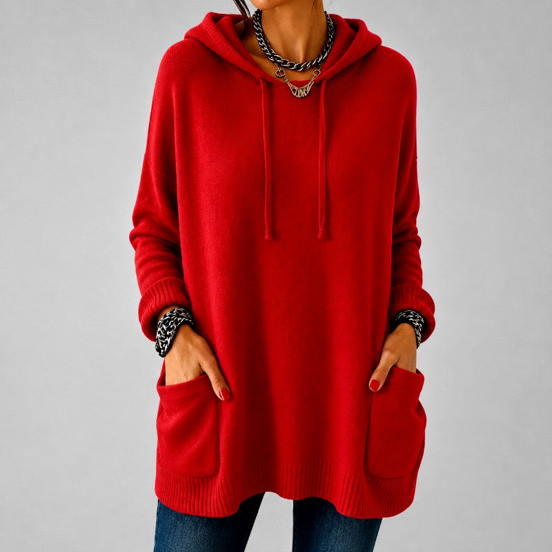Demetria - Women's Oversized Hooded Sweater with Pockets 2