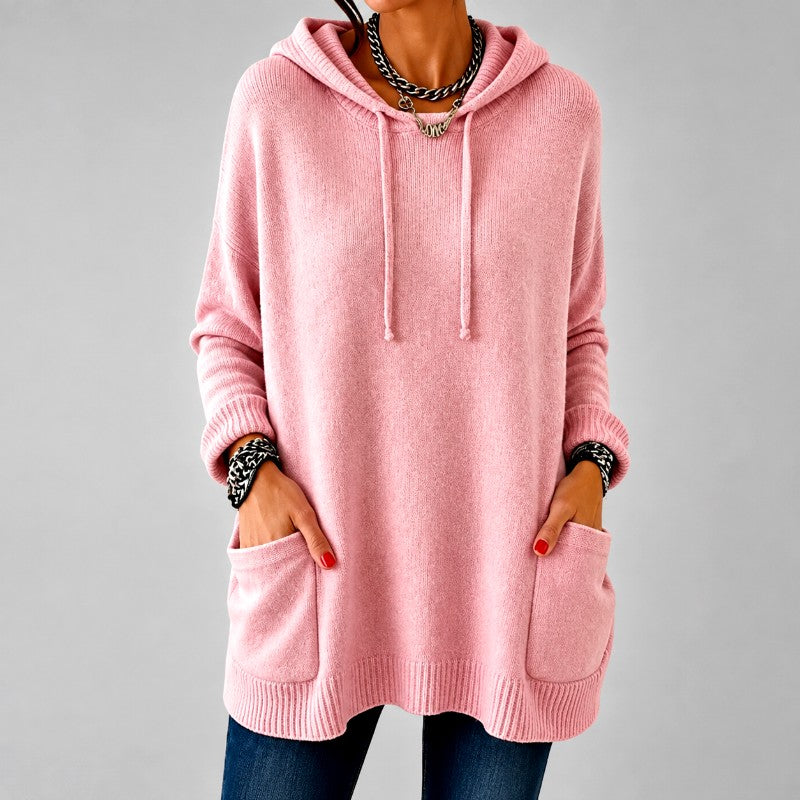 Demetria - Women's Oversized Hooded Sweater with Pockets 3