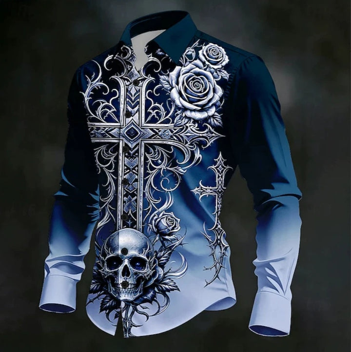Denzel - Men's Halloween Gothic Print Long Sleeve Shirt 30