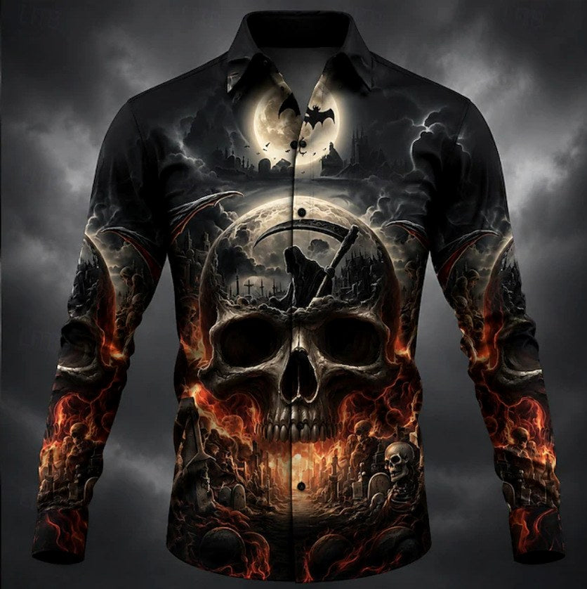 Denzel - Men's Halloween Gothic Print Long Sleeve Shirt 6