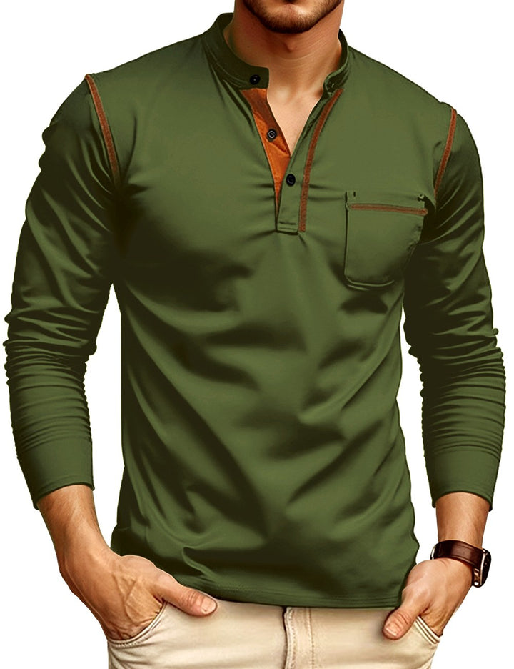 Denzel - Men's Henley Long-Sleeve Shirt with Chest Pocket 3