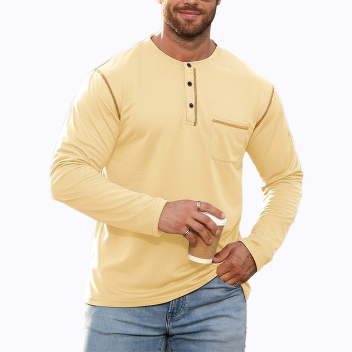 Denzel - Men's Henley Long-Sleeve Shirt with Chest Pocket 6