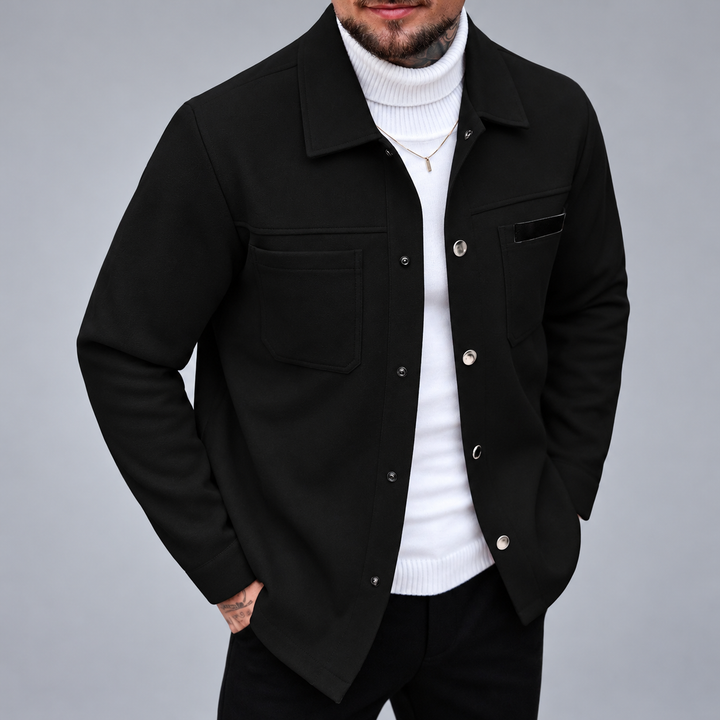 Derek - Men's Textured Dual Chest Pocket Button-Front Jacket
