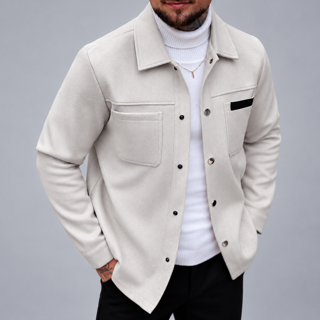 Derek - Men's Textured Dual Chest Pocket Button-Front Jacket