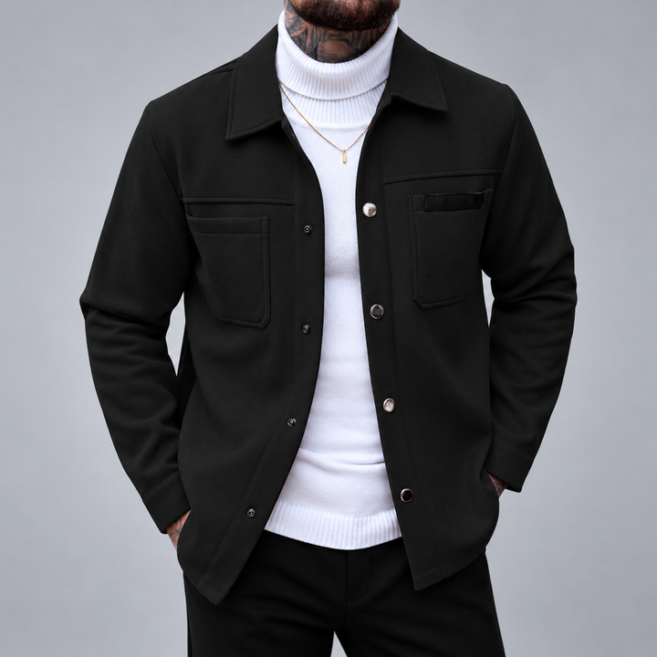 Derek - Men's Textured Dual Chest Pocket Button-Front Jacket