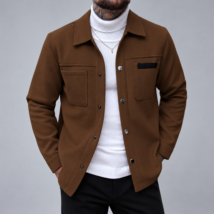 Derek - Men's Textured Dual Chest Pocket Button-Front Jacket