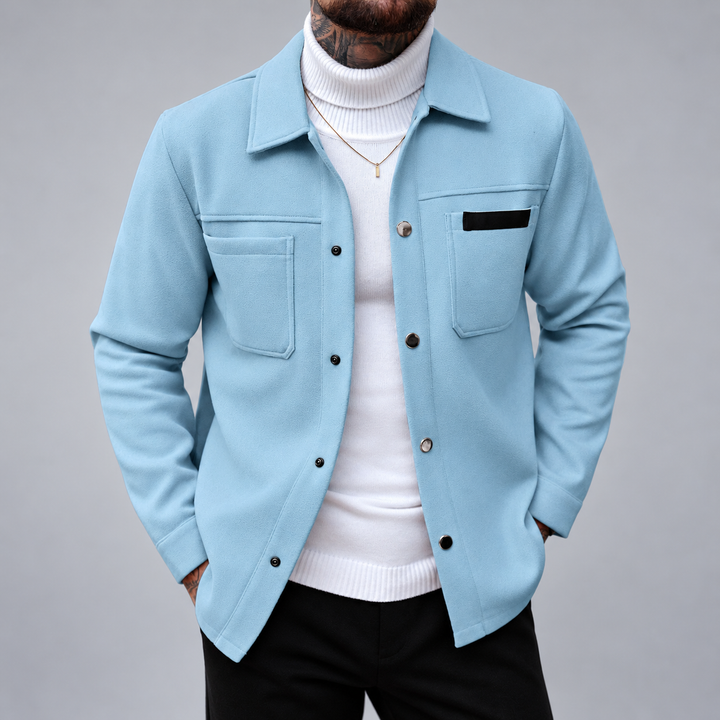 Derek - Men's Textured Dual Chest Pocket Button-Front Jacket