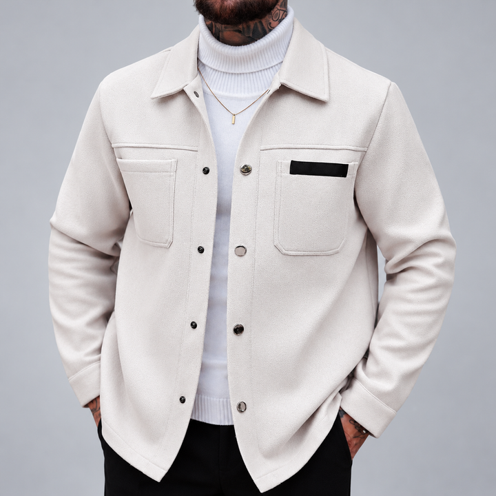 Derek - Men's Textured Dual Chest Pocket Button-Front Jacket