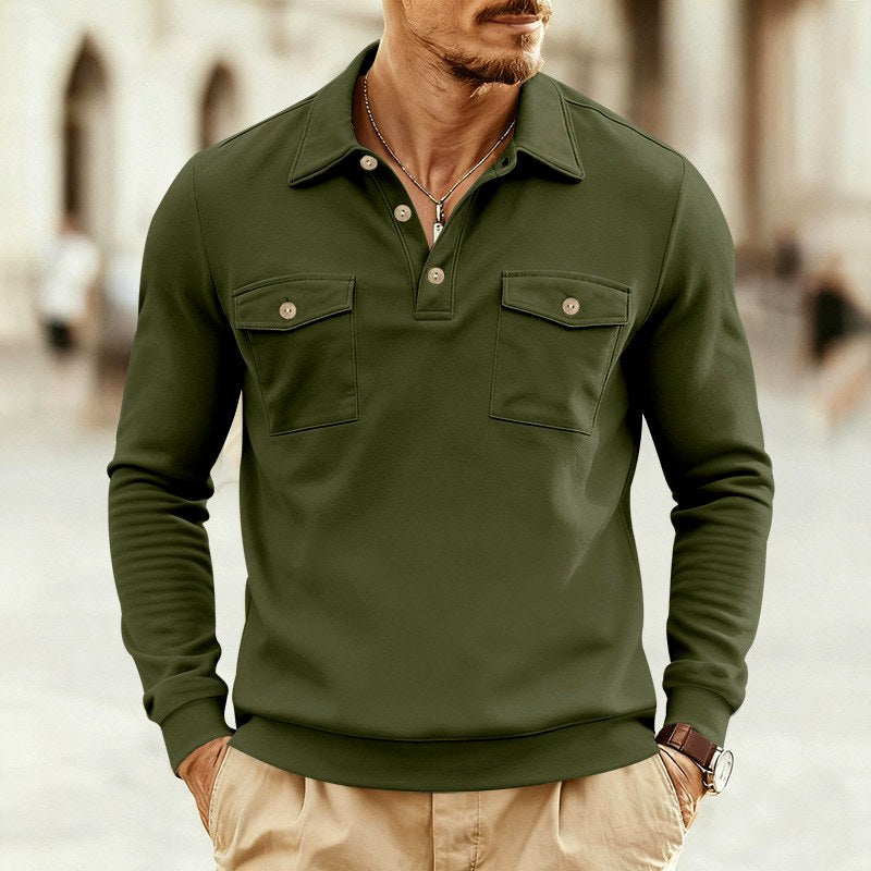 Diallo - Men's Heavyweight Long Sleeve Polo Sweatshirt 3