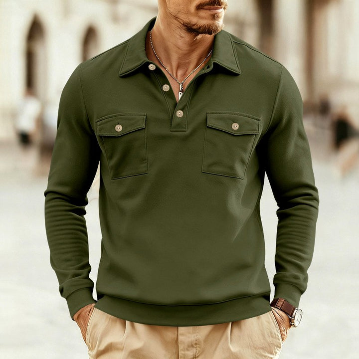 Diallo - Men's Heavyweight Long Sleeve Polo Sweatshirt 3
