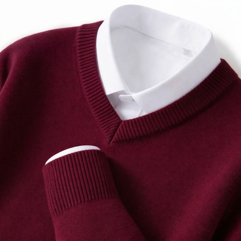 Dimitri - Men's Wool Blend Ribbed V-Neck Sweater